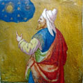 Ptolemy surveying the heavens, illumination, Italian, 16th C.